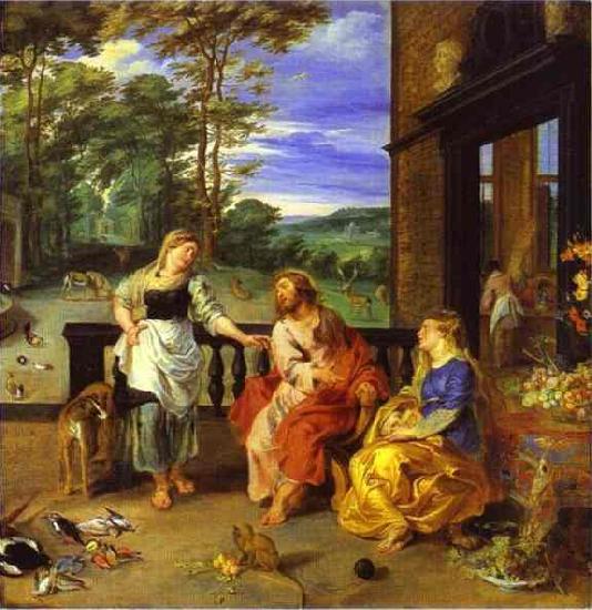 Peter Paul Rubens Christ in the House of Martha and Mary 1628 Jan Bruegel the Younger and Peter Paul Rubens oil painting picture